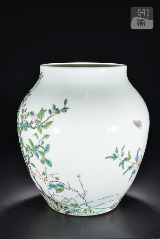 清光绪 粉彩花鸟纹罐 - 图3